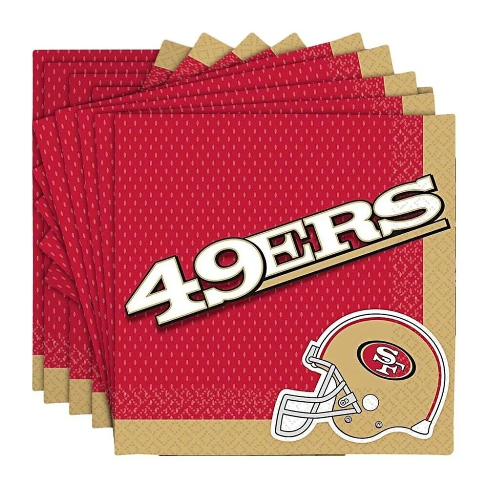 NFL San Francisco 49ers 2-Ply Paper Napkins | 1 Pkg | 36 Ct./Pkg | Red Gold